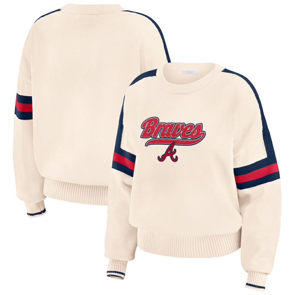 MLB Atlanta Braves WEAR by Erin Andrews Women's Stripe Pullover Sweater