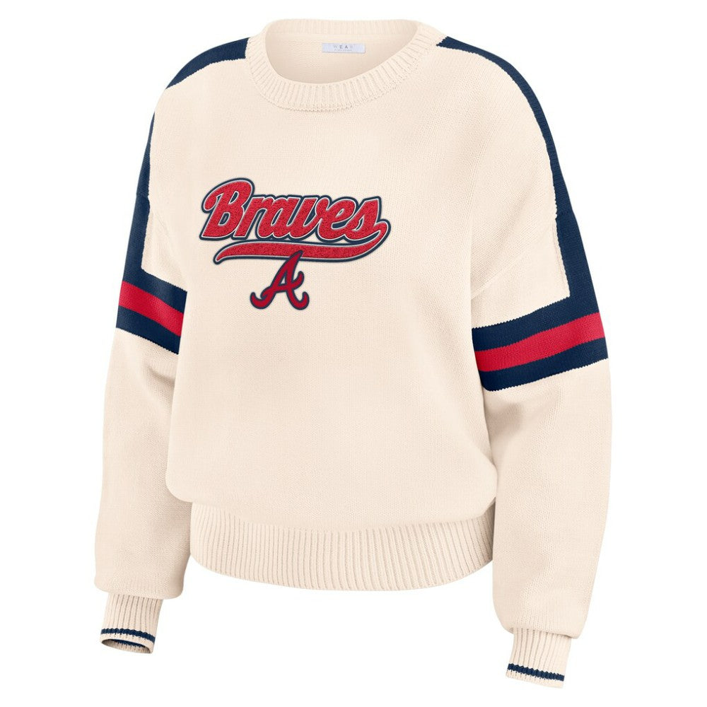 MLB Atlanta Braves WEAR by Erin Andrews Women's Stripe Pullover Sweater
