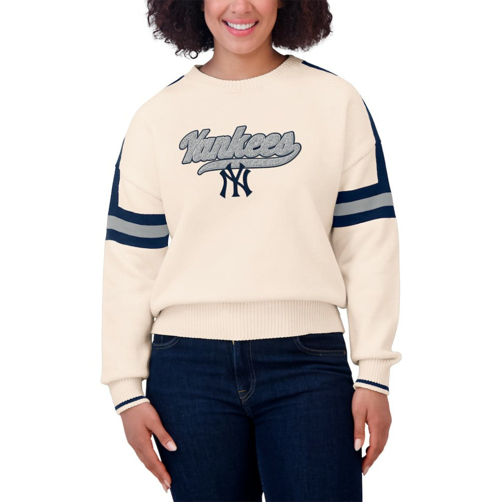 MLB New York Yankees WEAR by Erin Andrews Women's Stripe Pullover Sweater