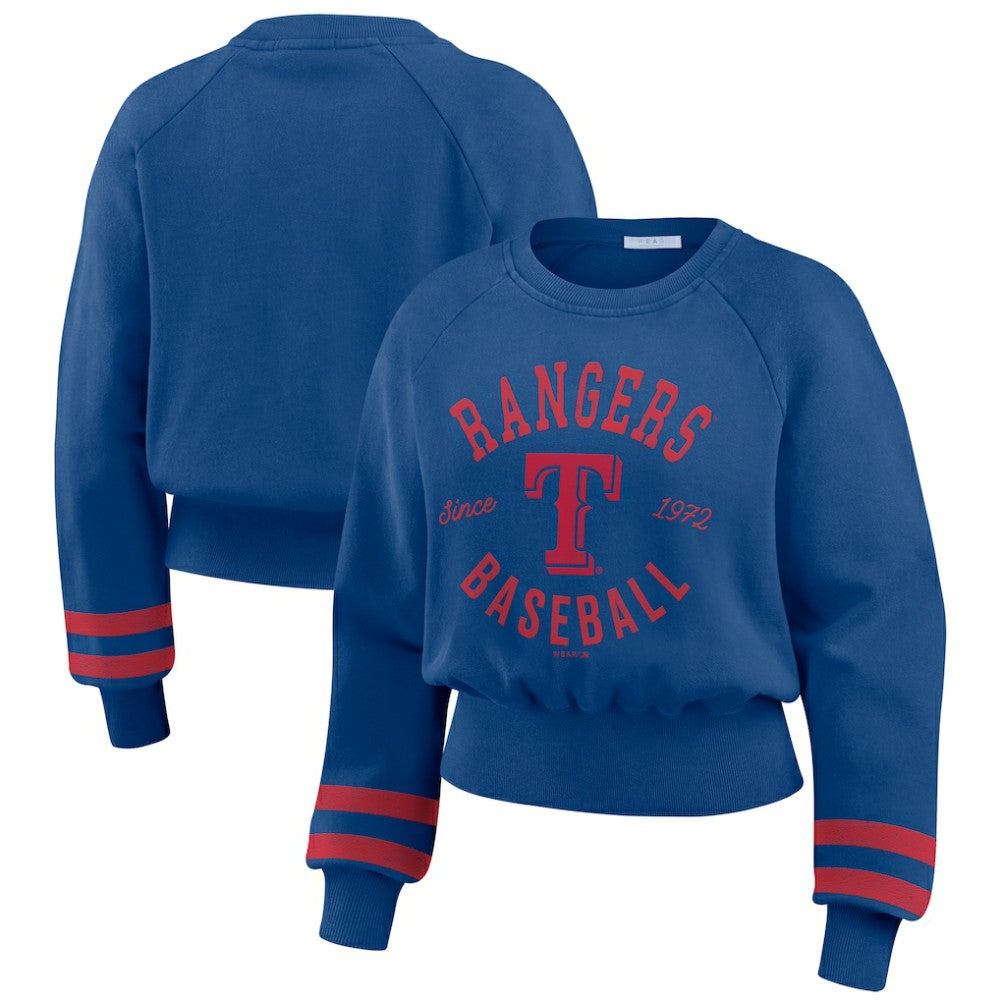 MLB Texas Rangers WEAR by Erin Andrews Women's Vintage Washed Cropped Pullover Sweatshirt