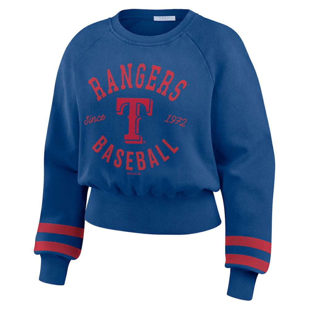 MLB Texas Rangers WEAR by Erin Andrews Women's Vintage Washed Cropped Pullover Sweatshirt
