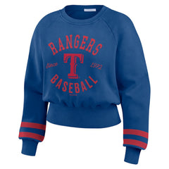 MLB Texas Rangers WEAR by Erin Andrews Women's Vintage Washed Cropped Pullover Sweatshirt