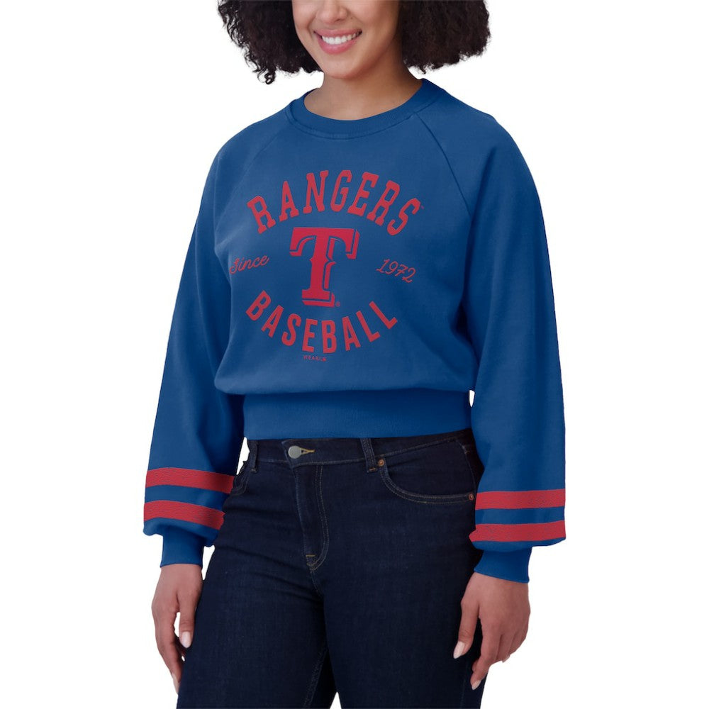 MLB Texas Rangers WEAR by Erin Andrews Women's Vintage Washed Cropped Pullover Sweatshirt