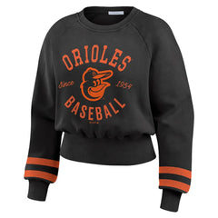 MLB Baltimore Orioles WEAR by Erin Andrews Women's Vintage Washed Cropped Pullover Sweatshirt