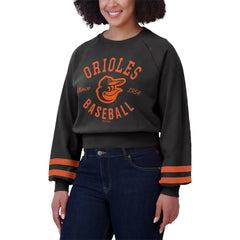 MLB Baltimore Orioles WEAR by Erin Andrews Women's Vintage Washed Cropped Pullover Sweatshirt
