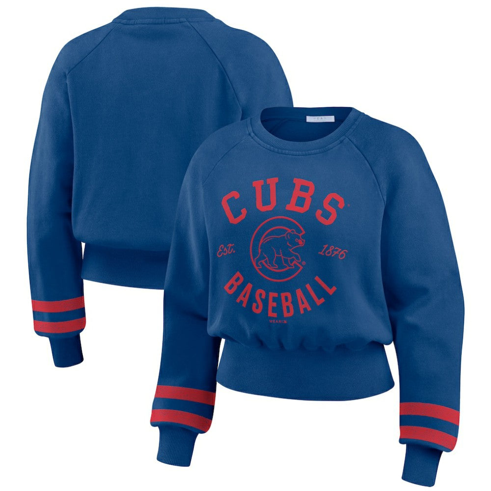 MLB Chicago Cubs WEAR by Erin Andrews Women's Vintage Washed Cropped Pullover Sweatshirt