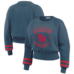 MLB Cleveland Guardians WEAR by Erin Andrews Women's Vintage Washed Cropped Pullover Sweatshirt