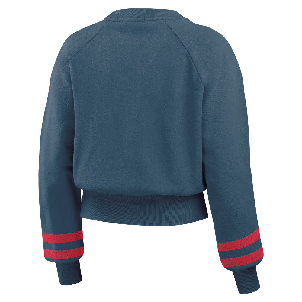 MLB Cleveland Guardians WEAR by Erin Andrews Women's Vintage Washed Cropped Pullover Sweatshirt