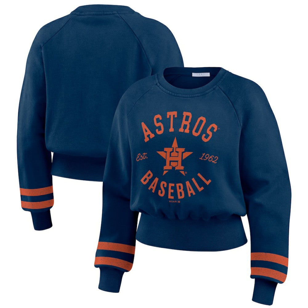 MLB Houston Astros WEAR by Erin Andrews Women's Vintage Washed Cropped Pullover Sweatshirt