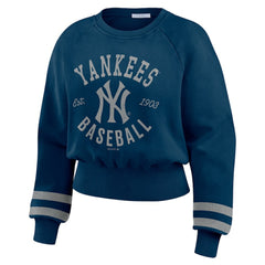 MLB New York Yankees WEAR by Erin Andrews Women's Vintage Washed Cropped Pullover Sweatshirt