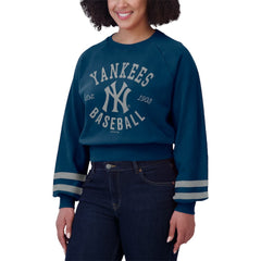 MLB New York Yankees WEAR by Erin Andrews Women's Vintage Washed Cropped Pullover Sweatshirt