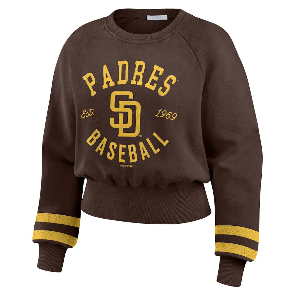 MLB San Diego Padres WEAR by Erin Andrews Women's Vintage Washed Cropped Pullover Sweatshirt
