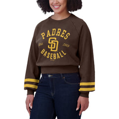 MLB San Diego Padres WEAR by Erin Andrews Women's Vintage Washed Cropped Pullover Sweatshirt