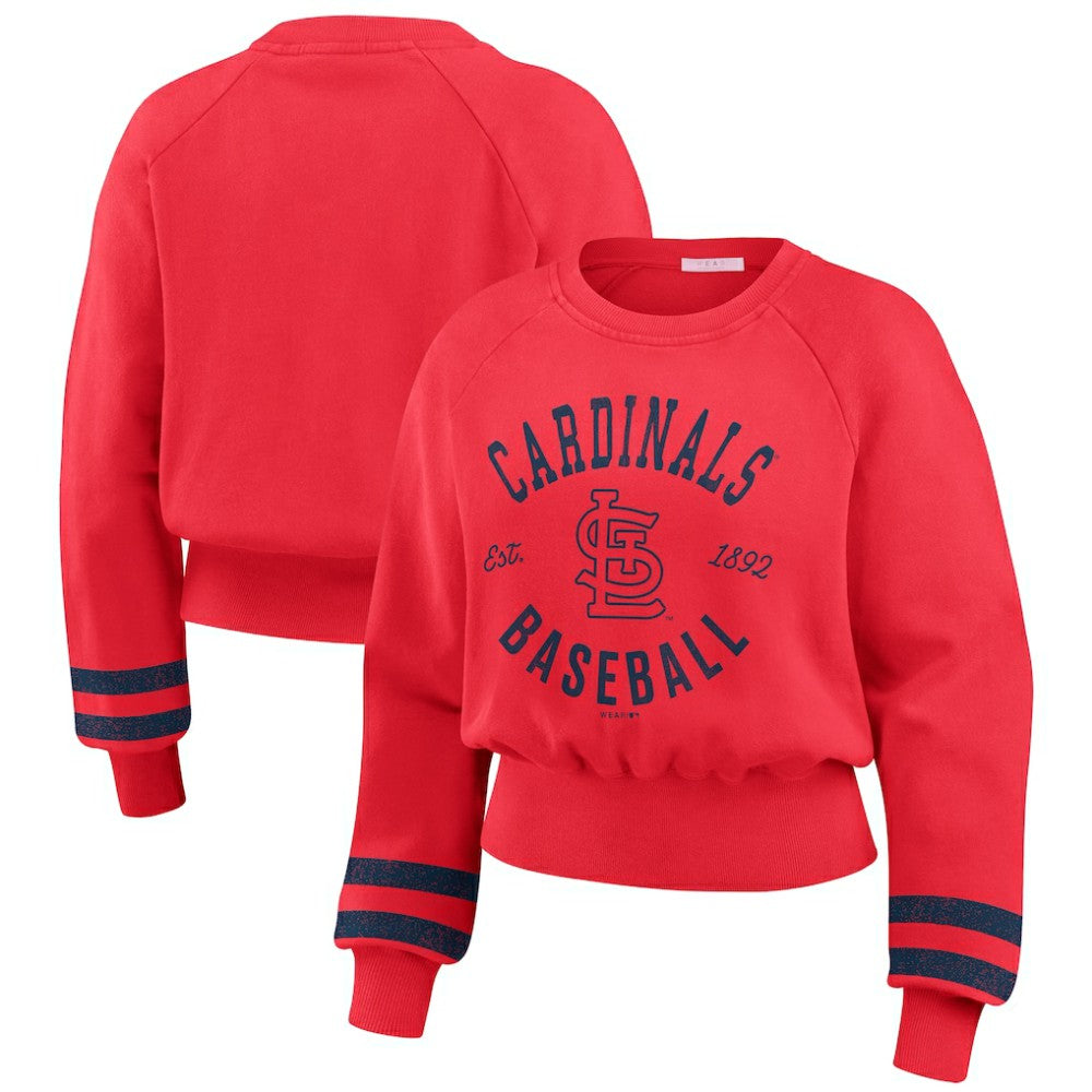 MLB St. Louis Cardinals WEAR by Erin Andrews Women's Vintage Washed Cropped Pullover Sweatshirt