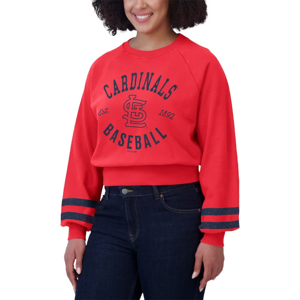 MLB St. Louis Cardinals WEAR by Erin Andrews Women's Vintage Washed Cropped Pullover Sweatshirt