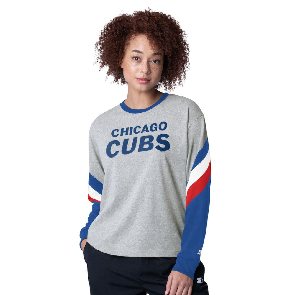 MLB Chicago Cubs Starter Women's Triple A Fashion Color Block Long Sleeve Top