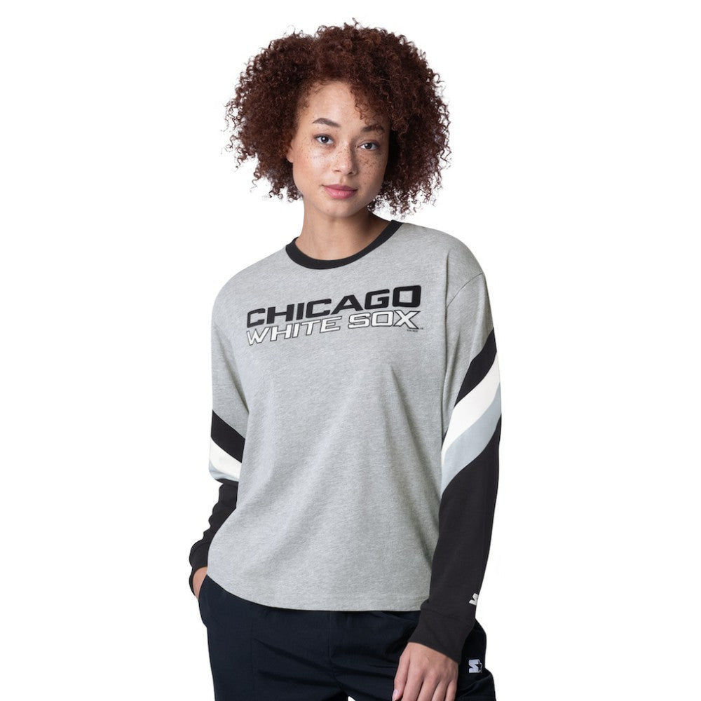 MLB Chicago White Sox Starter Women's Triple A Fashion Color Block Long Sleeve Top