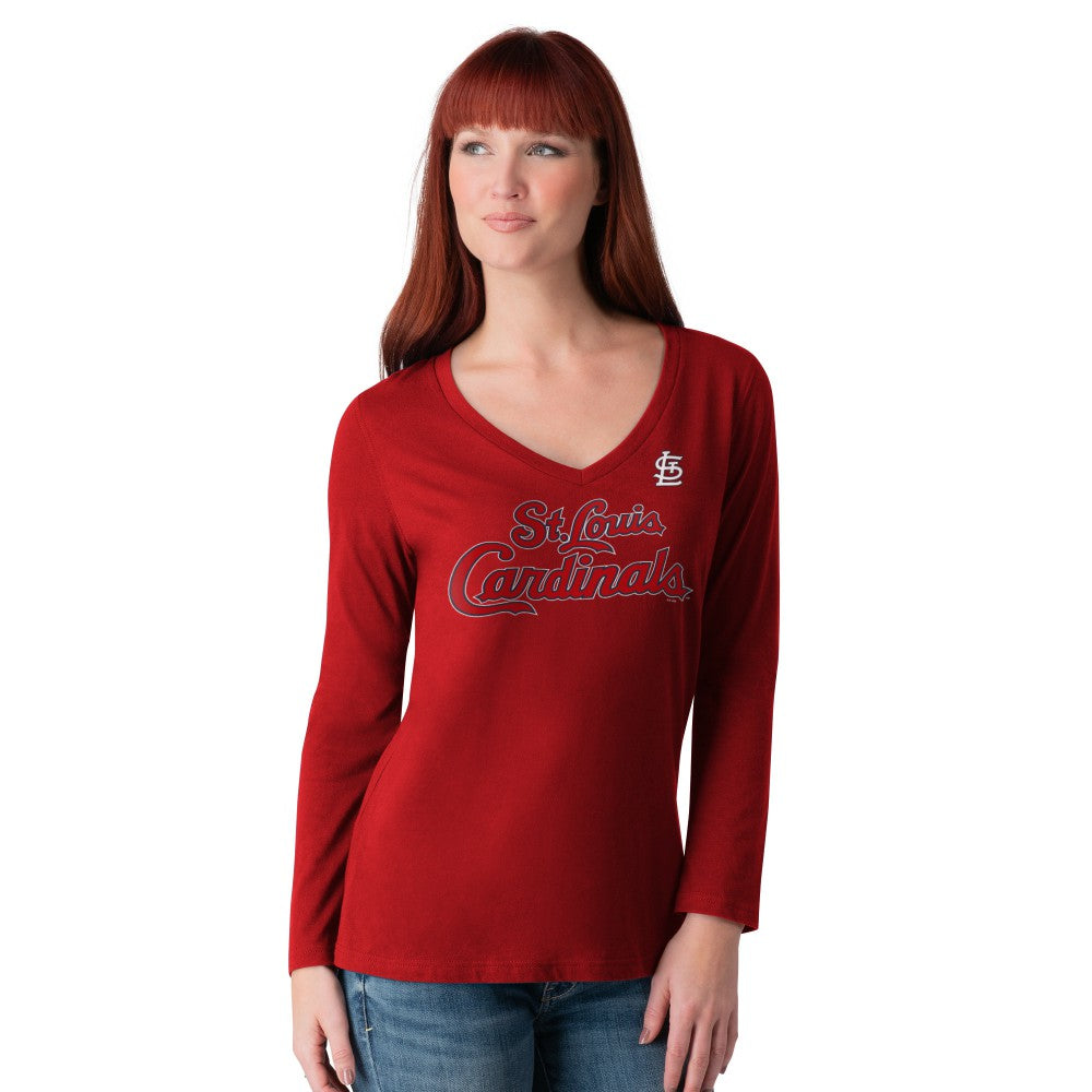 MLB St. Louis Cardinals G-III 4Her by Carl Banks Women's Post Season Long Sleeve V-Neck T-Shirt