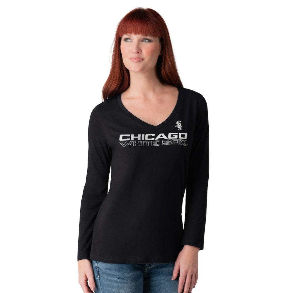MLB Chicago White Sox G-III 4Her by Carl Banks Women's Post Season Long Sleeve V-Neck T-Shirt