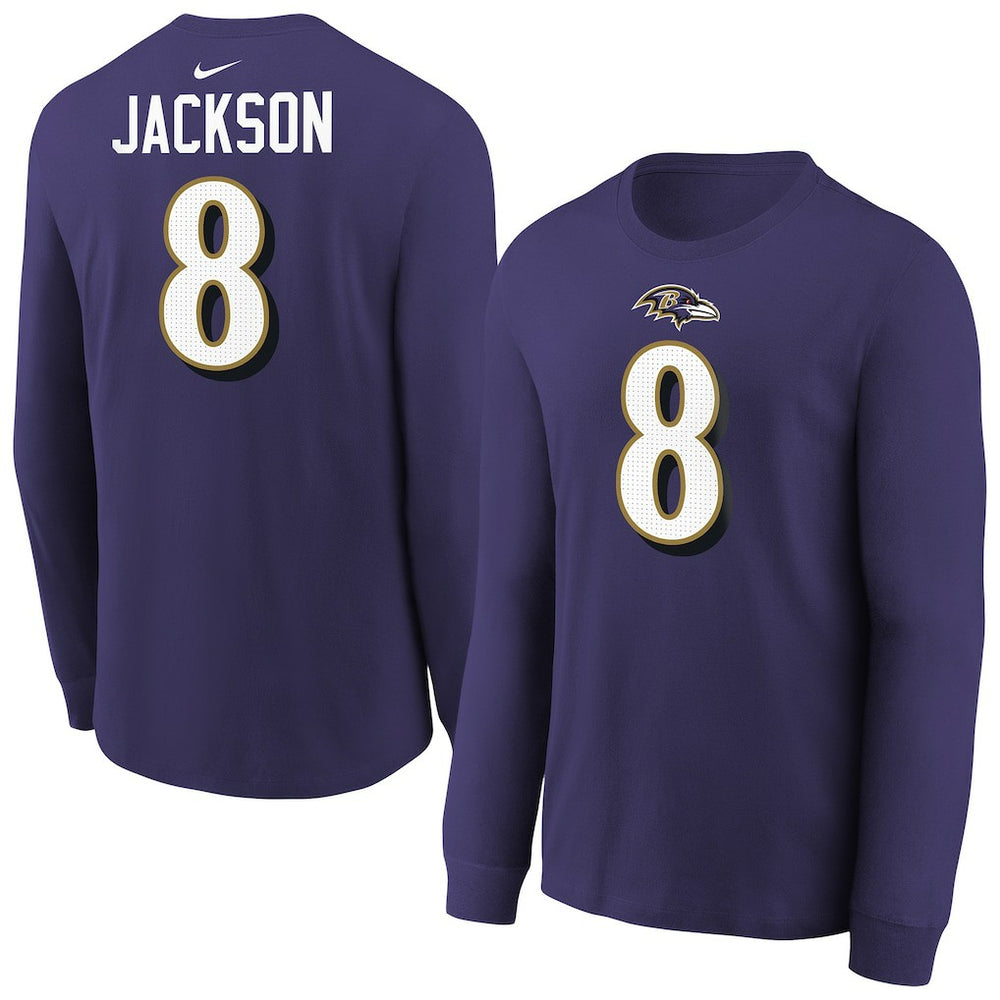 Lamar Jackson  Youth Player Name & Number Long Sleeve T-Shirt - Baltimore Ravens