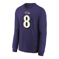 Lamar Jackson  Youth Player Name & Number Long Sleeve T-Shirt - Baltimore Ravens