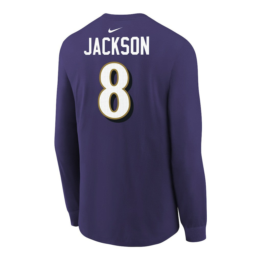 Lamar Jackson  Youth Player Name & Number Long Sleeve T-Shirt - Baltimore Ravens