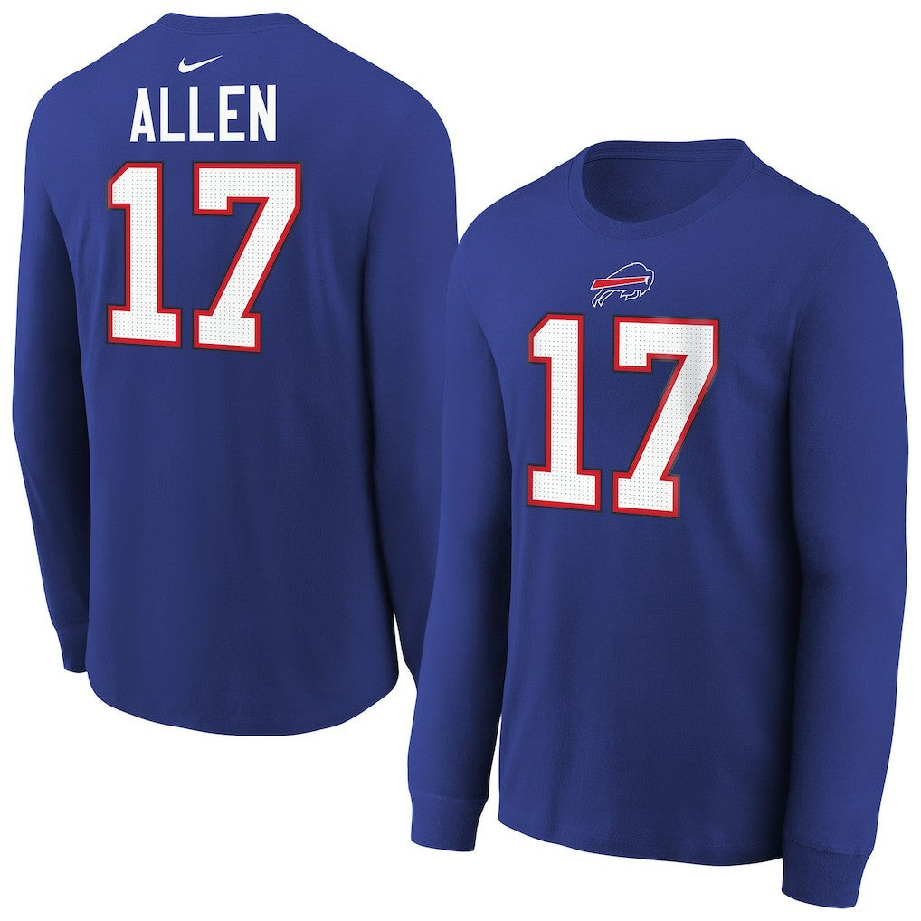 Josh Allen  Youth Player Name & Number Long Sleeve T-Shirt - Buffalo Bills
