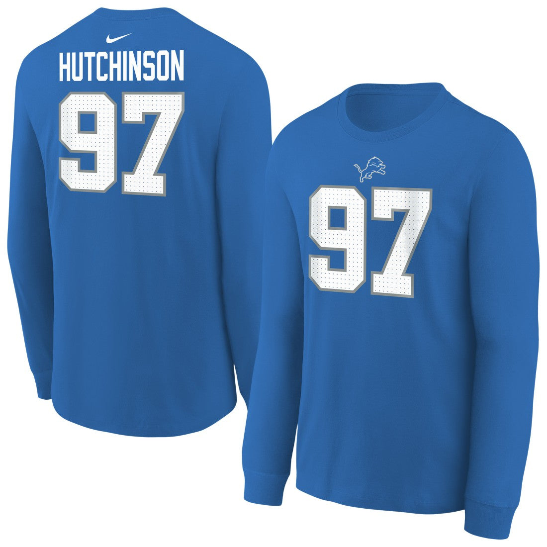 Aidan Hutchinson  Youth Player Name & Number Long Sleeve T-Shirt - Detroit Lions