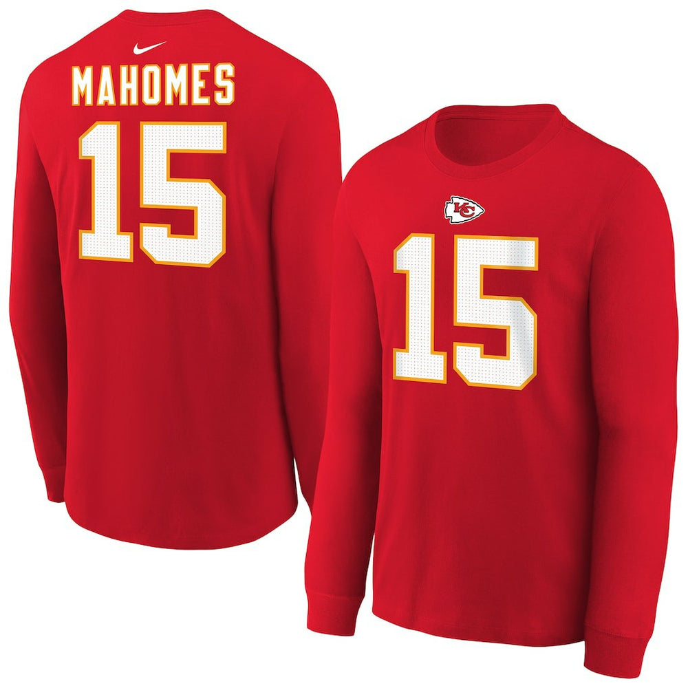Patrick Mahomes  Youth Player Name & Number Long Sleeve T-Shirt - Kansas City Chiefs