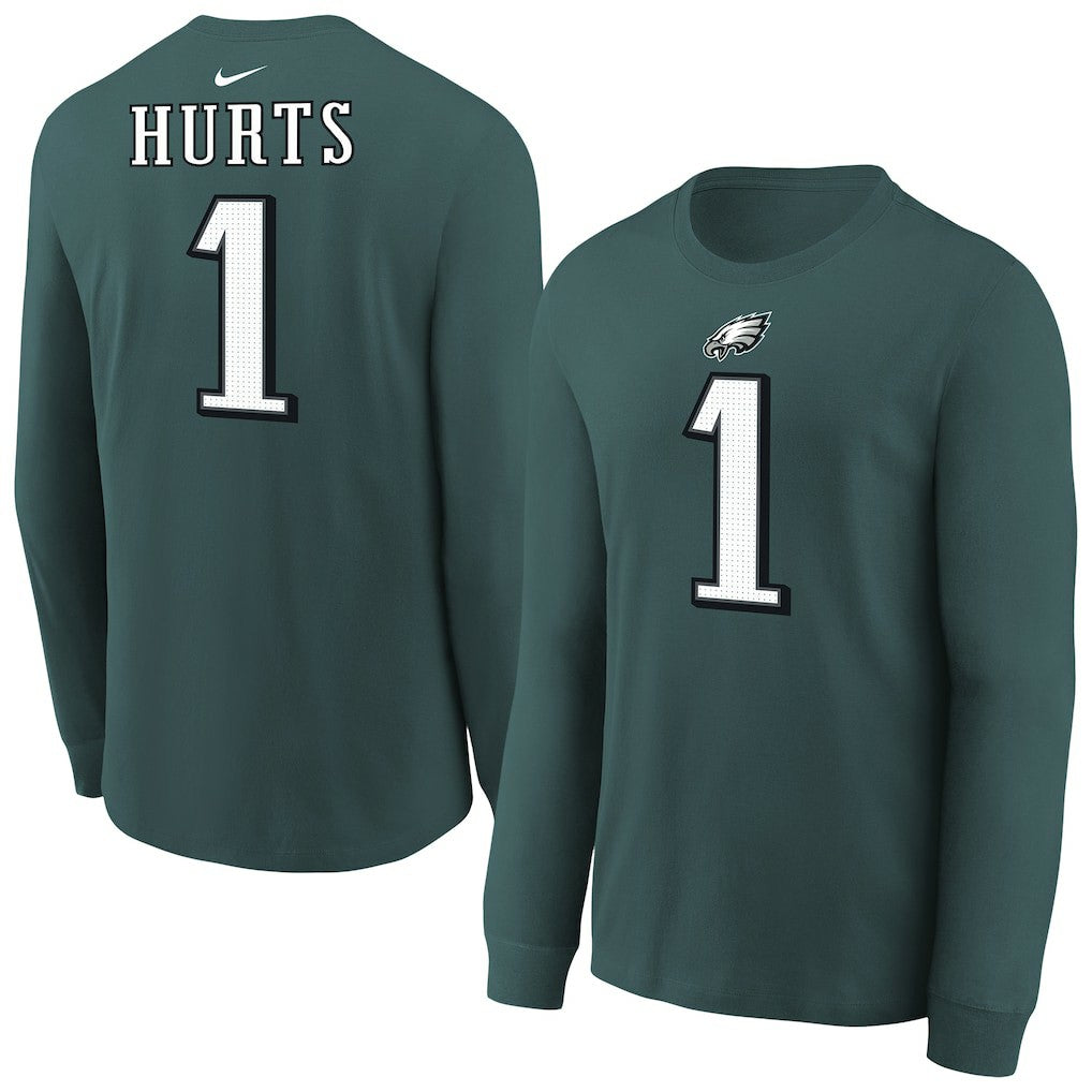 Jalen Hurts  Youth Player Name & Number Long Sleeve T-Shirt - Philadelphia Eagles