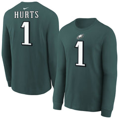 Jalen Hurts  Youth Player Name & Number Long Sleeve T-Shirt - Philadelphia Eagles