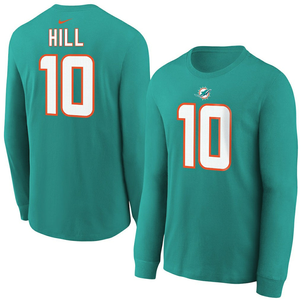 Tyreek Hill  Youth Player Name & Number Long Sleeve T-Shirt - Miami Dolphins