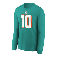 Tyreek Hill  Youth Player Name & Number Long Sleeve T-Shirt - Miami Dolphins