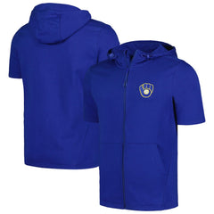 MLB Milwaukee Brewers Levelwear Recruit Short Sleeve Full-Zip Hoodie
