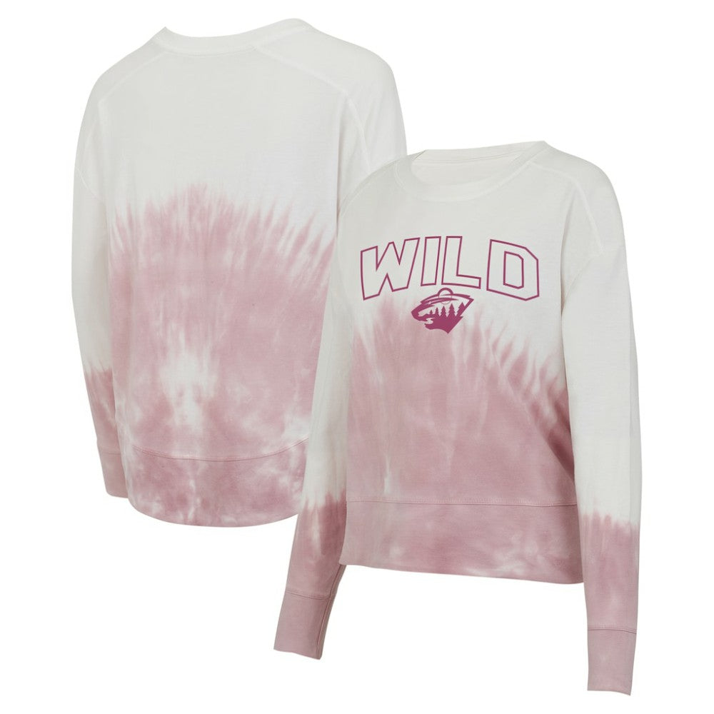 NHL Pink/White Minnesota Wild Concepts Sport Women's Orchard Tie-Dye Long Sleeve Top