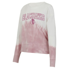 NHL Pink/White Chicago Blackhawks Concepts Sport Women's Orchard Tie-Dye Long Sleeve Top