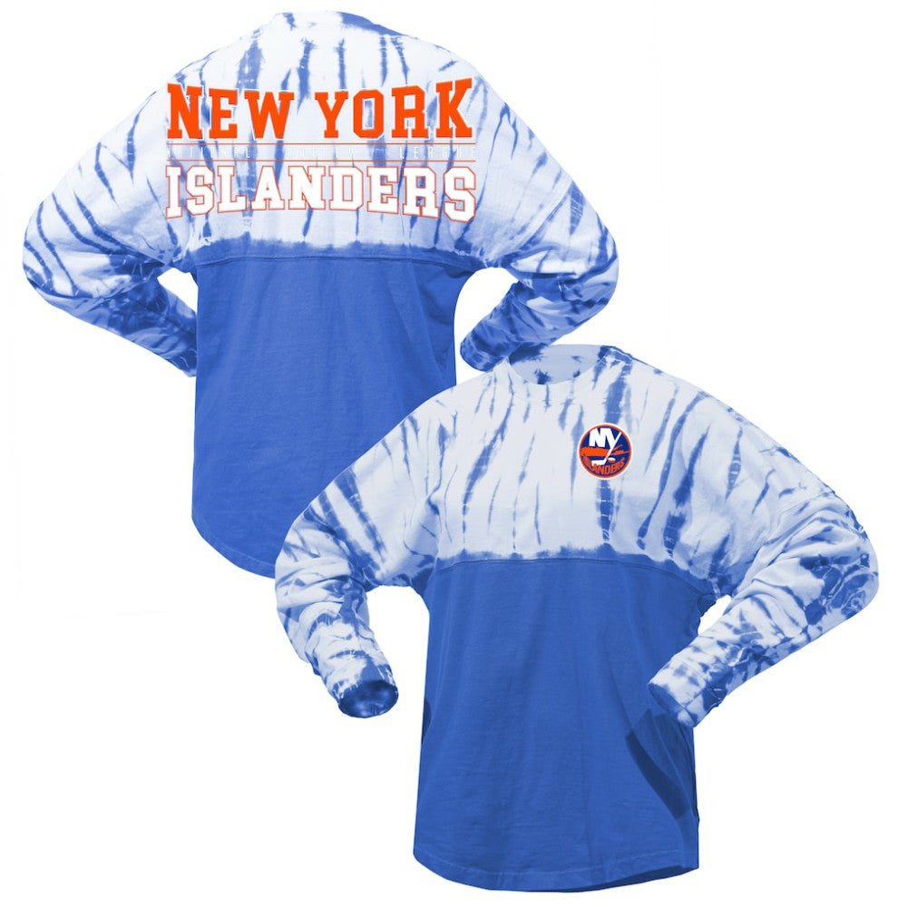 NHL Royal New York Islanders Spirit Jersey Unisex Crystal Half Dye Long Sleeve T-Shirt