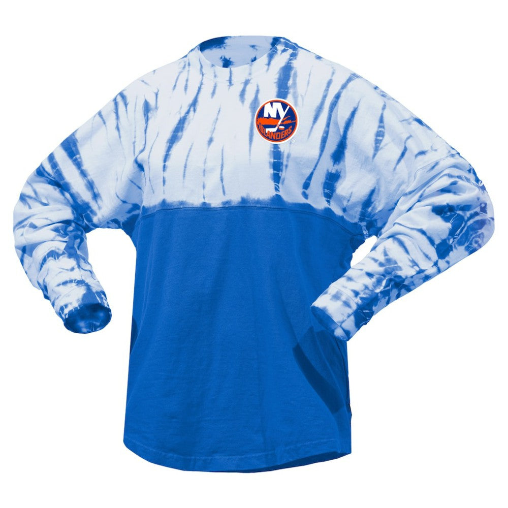 NHL Royal New York Islanders Spirit Jersey Unisex Crystal Half Dye Long Sleeve T-Shirt