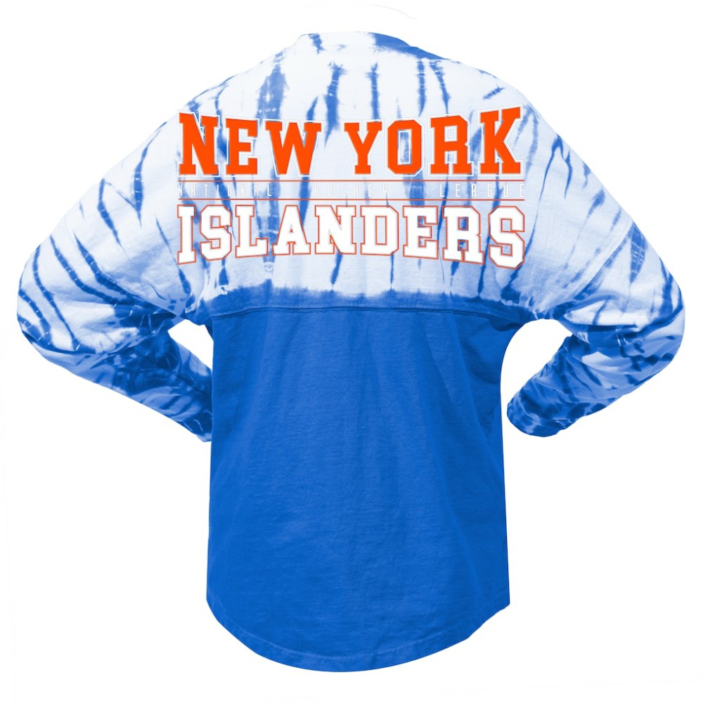 NHL Royal New York Islanders Spirit Jersey Unisex Crystal Half Dye Long Sleeve T-Shirt