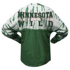 NHL Green Minnesota Wild Spirit Jersey Unisex Crystal Half Dye Long Sleeve T-Shirt