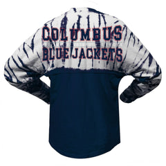 NHL Navy Columbus Blue Jackets Spirit Jersey Unisex Crystal Half Dye Long Sleeve T-Shirt