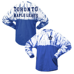 NHL Blue Toronto Maple Leafs Spirit Jersey Unisex Crystal Half Dye Long Sleeve T-Shirt