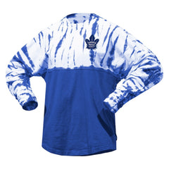 NHL Blue Toronto Maple Leafs Spirit Jersey Unisex Crystal Half Dye Long Sleeve T-Shirt