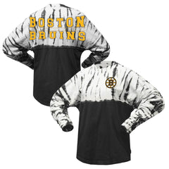NHL Black Boston Bruins Spirit Jersey Unisex Crystal Half Dye Long Sleeve T-Shirt