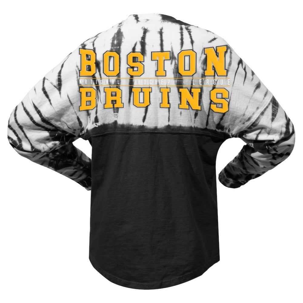 NHL Black Boston Bruins Spirit Jersey Unisex Crystal Half Dye Long Sleeve T-Shirt