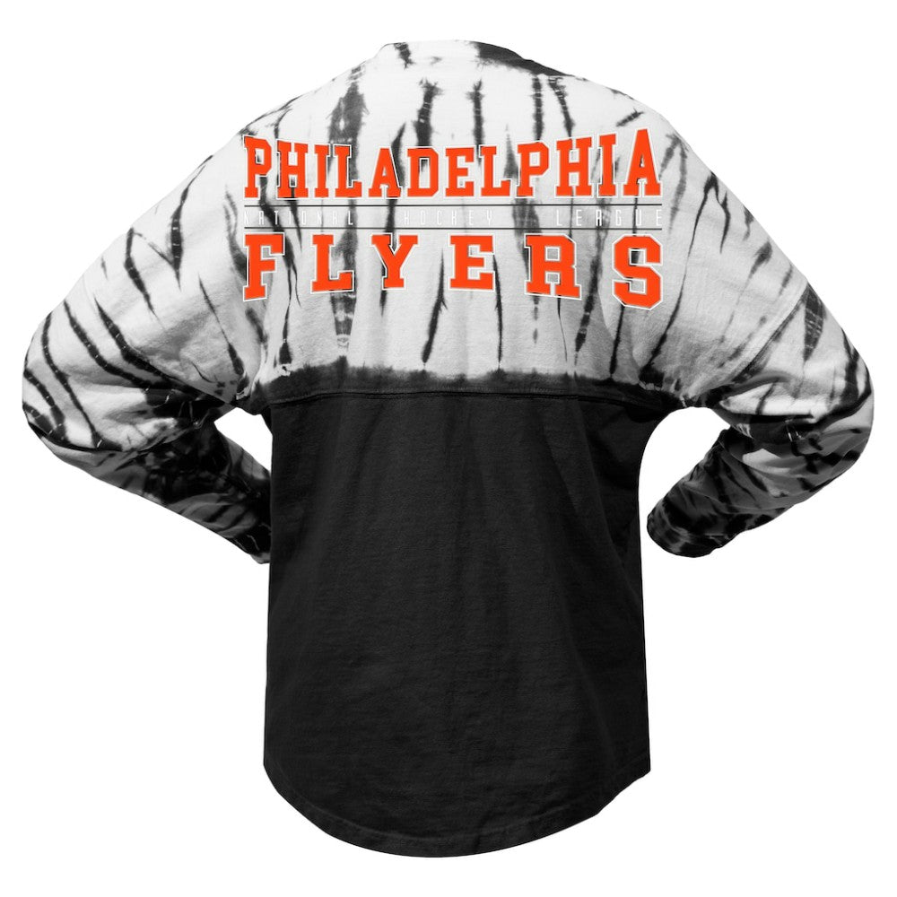 NHL Black Philadelphia Flyers Spirit Jersey Unisex Crystal Half Dye Long Sleeve T-Shirt