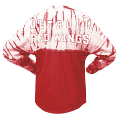 NHL Red Detroit Red Wings Spirit Jersey Unisex Crystal Half Dye Long Sleeve T-Shirt