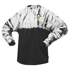 NHL Black Pittsburgh Penguins Spirit Jersey Unisex Crystal Half Dye Long Sleeve T-Shirt