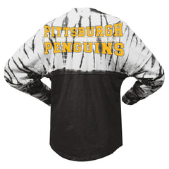 NHL Black Pittsburgh Penguins Spirit Jersey Unisex Crystal Half Dye Long Sleeve T-Shirt