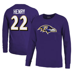 Derrick Henry  Majestic Threads Name & Number Long Sleeve T-Shirt - Baltimore Ravens